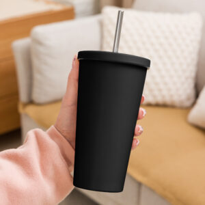 Insulated tumbler with a straw